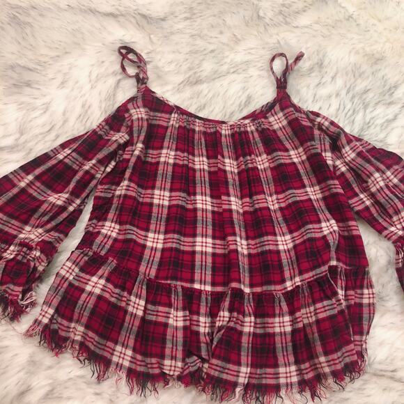 En Creme ASOS Punk Dark Academia Plaid Fringe Crop Top - Picture 3 of 9